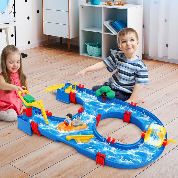 Water Way Toys 39 PCS DIY Play Table Building Blocks Aquaplay Park Canal Set Pool Summer Outdoor Beach Activity Kids