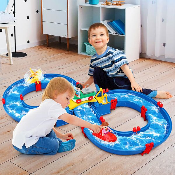 Water Way Toys 50 PCS DIY Play Table Building Blocks Aquaplay Park Canal Set Pool Summer Outdoor Beach Activity Kids