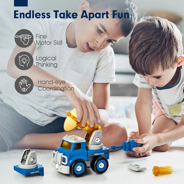 5-in-1 STEM Toys Take Apart Armored Fighting Vehicles Transform to Robot - Building Toys for 5+ Year Old Boys