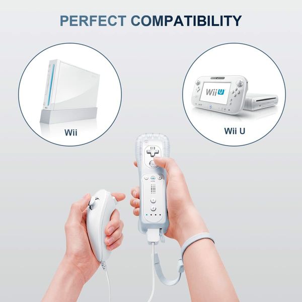 Wii Remote with Nunchuck,Wii Controller with Nunchuck,Compatible with Nintendo Wii/Wii U (2 Pack,white)