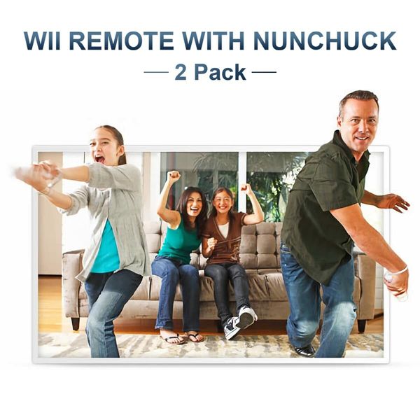 Wii Remote with Nunchuck,Wii Controller with Nunchuck,Compatible with Nintendo Wii/Wii U (2 Pack,white)