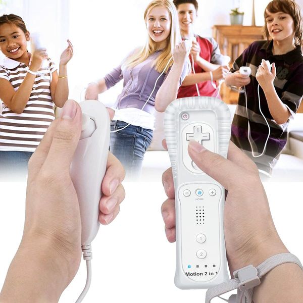 Wii Controller Motion Plus with Nunchuck,Wii Remote Controller Compatible with Nintendo Wii/Wii U with Wrist Strap and Case,White