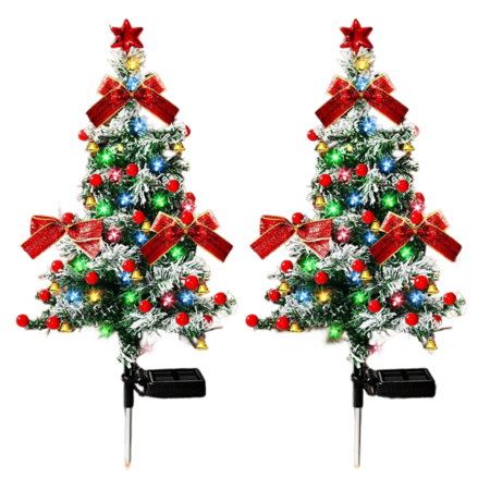 2pcs Solar Christmas Tree Outdoor Solar Christmas Decorations Outdoor Yard Xmas Pathway Christmas Trees Sidewalk Driveway Walkway