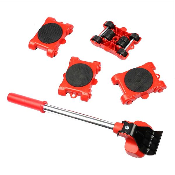 5pcs New Heavy Duty Furniture Lifter Transport Tool Furniture Mover set 4 Sliders 1 Wheel Bar for Lifting Moving Furniture Helper