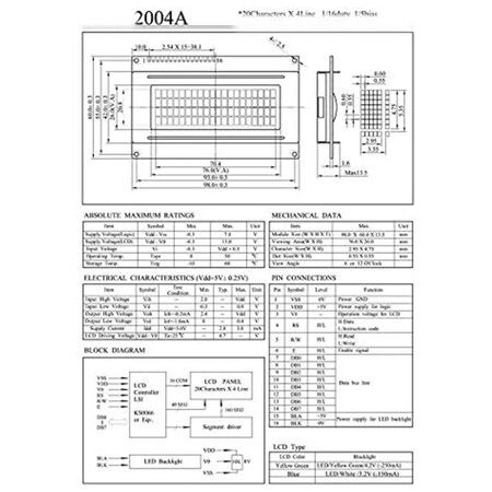 2004 LCD 20x4 2004A Character LCD Screen Display Module Blue Backlight with IIC/I2C Serial InterfaceAdapter