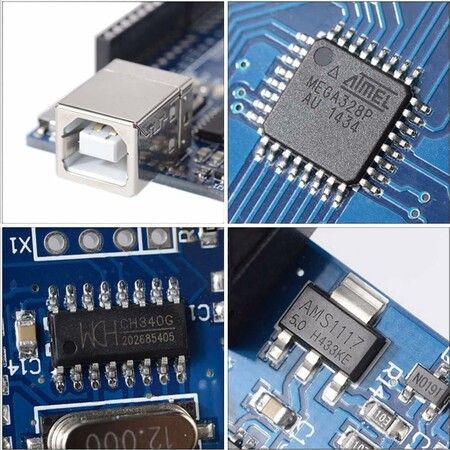 UNO R3 ATmega328P microcontroller CH340G Improved Version Development Board Compatible with Arduino IDE with USB Cable and 2.54mm Straight Pin Header