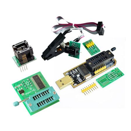 CH341B 24 25 Series EEPROM Flash BIOS USB Programmer+SOIC8 SOP8 Test Clip+SPI Flash 1.8V Adapter+SOP8 SOIC8 to DIP8 Adapter Socket Converter