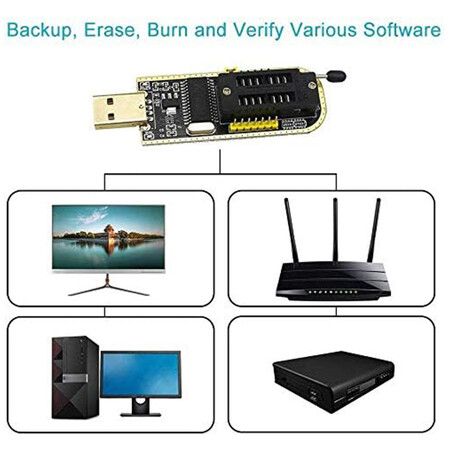 CH341B 24 25 Series EEPROM Flash BIOS USB Programmer+SOIC8 SOP8 Test Clip+SPI Flash 1.8V Adapter+SOP8 SOIC8 to DIP8 Adapter Socket Converter