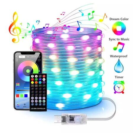 5M 50 Lights - LED Strip Lights, Music Sync Color Changing LED Strip Lights with Remote and App Control RGB LED Strip, LED Lights for Room Home Party Decoration