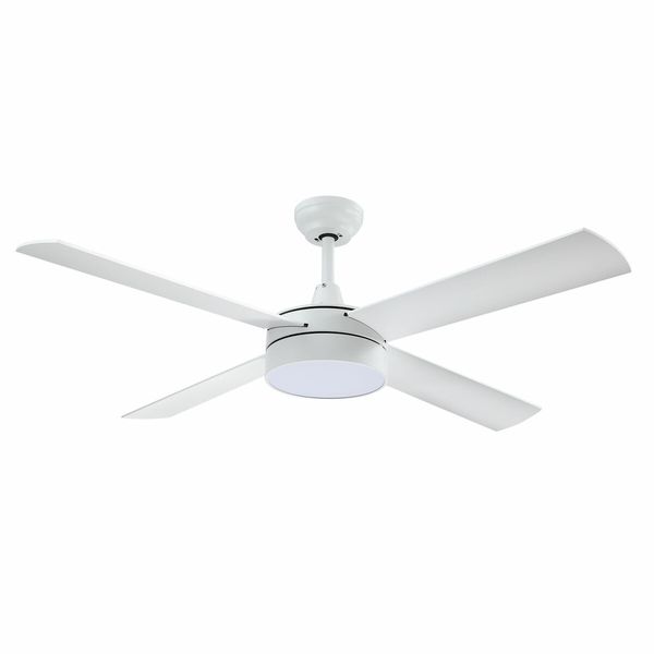 Ceiling Overhead Fan with Light Remote Control Cooling Electric Air Ventilation Quiet Modern Indoor LED White 5 Speed 4 Plywood Blades Timer 132cm