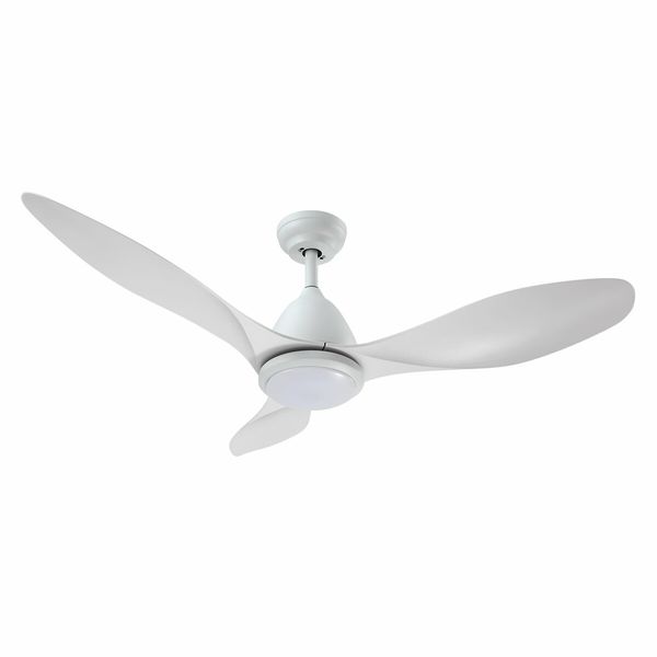 Ceiling Overhead Fan with Light Remote Control Cooling Air Ventilation LED Lamp Quiet Electric White Modern Indoor 3 ABS Blades 5 Speed Timer 122cm