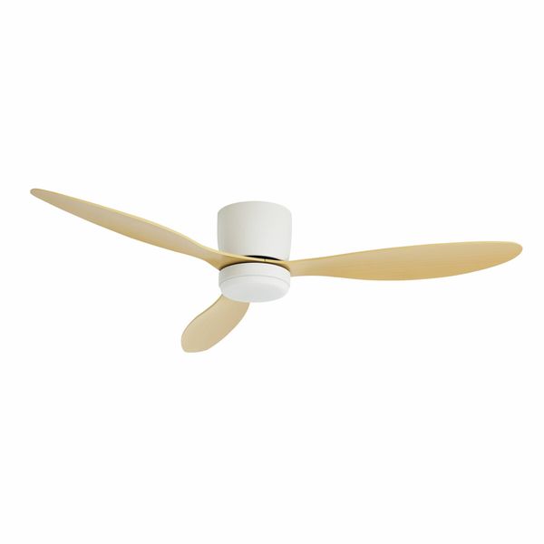 Ceiling Fan with Light Overhead Cooling Remote Control Electric Air Ventilation Quiet Modern Indoor LED Lamp 3 ABS Blades 5 Speed Timer 132cm