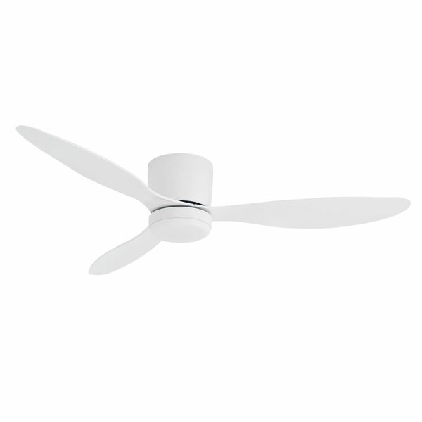 Ceiling Fan with Light Remote Control Overhead Electric Cooling Air Ventilation Quiet White Modern LED Lamp Indoor 3 ABS Blades 5 Speed Timer 132cm