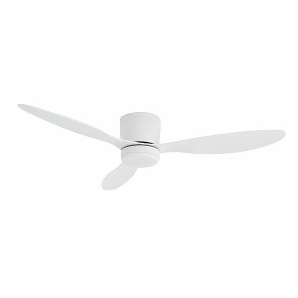 Ceiling Fan with Light Remote Control Overhead Electric Cooling Air Ventilation Quiet White Modern LED Lamp Indoor 3 ABS Blades 5 Speed Timer 132cm