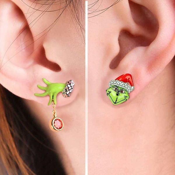 Christmas Women's Earrings Green Monster Shape New Year Best Gift Decoration