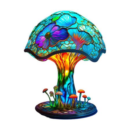 Mushroom Table Lamp,  Hight Stained Glass Plant Series Night Light for Bedroom Living Room Home Office