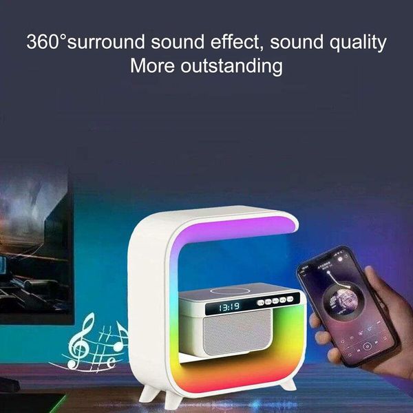 Wireless Charging Speaker, Alarm Clock Intelligent led lamp for Bedroom, Room Decor, Gift, Party