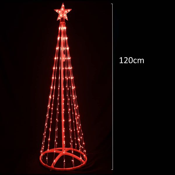 120CM DIY Outdoor Christmas Trees Cone 106 LED Christmas Tree with Star Topper Lights Holiday Yard Decor