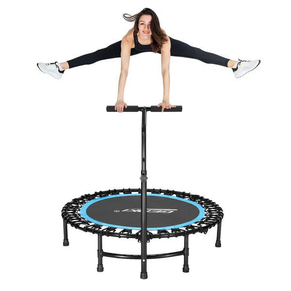 Genki Trampoline Bounce Rebounder Jumping Rebounding Home Fitness Gym Bungee Exercise Equipment Indoor Outdoor Round Adjustable Handlebar 40 Inch