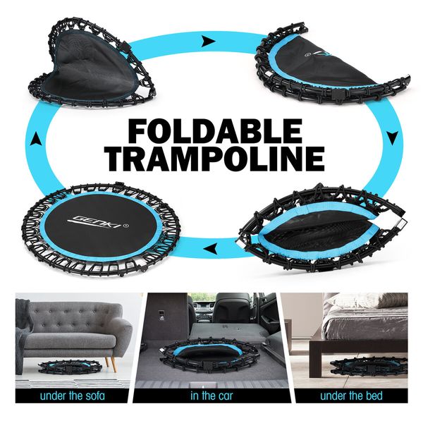 Genki Trampoline Rebounder Bounce Jumping Rebounding Bungee Exercise Home Gym Fitness Equipment Indoor Round Outdoor Adjustable Handlebar 48 Inch