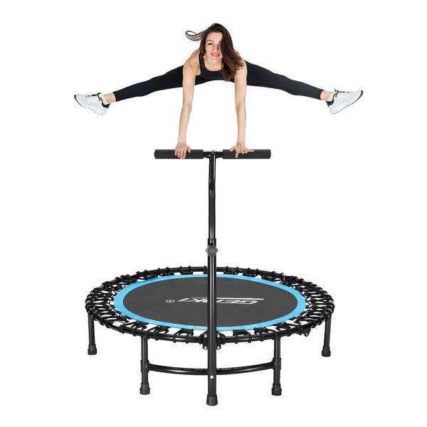 Genki Trampoline Rebounder Bounce Jumping Rebounding Bungee Exercise Home Gym Fitness Equipment Indoor Round Outdoor Adjustable Handlebar 48 Inch