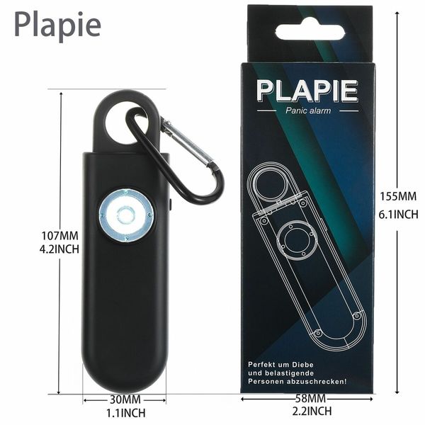 Personal Safety Birdie Alarm with Wrist Lanyard, Police Recommended 130 dB Protection Siren Black