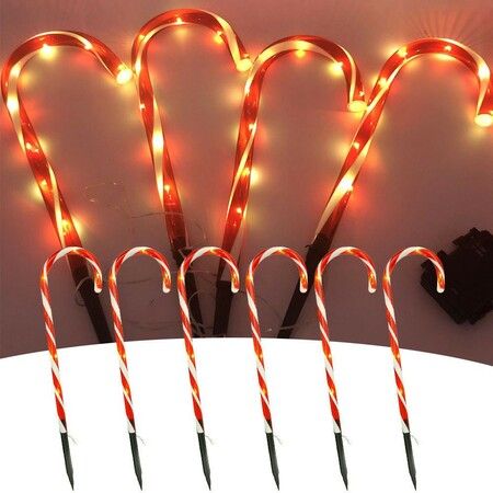 8 Pack Christmas Decorations Outside, Set of 46CM Solar Candy Cane Christmas Decorations Outdoor Yard  Lights