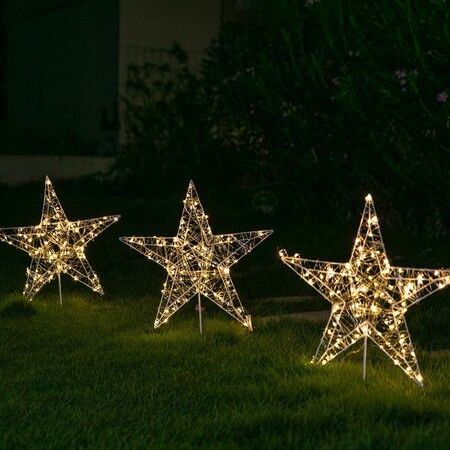 Stockholm Christmas Lights Path Lights Starry Wire Star Light Warm White 7 Flashing Effects and Steady Glow Memory Controller 5m Lead Wire 300 LEDs