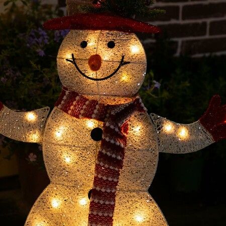 Stockholm Christmas Lights LED Glitter Snowman Family 90 LEDs Warm White 3pc Easy Assembly All 3 Pieces Connect Together and Run From One Transformer