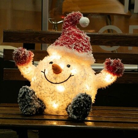 Stockholm Christmas Lights LED Frosty Cute Snowman Santa Warm White Steady Glow Heavy Snow Flocked For Real Snowball Effect Easy and Minimal Assembly