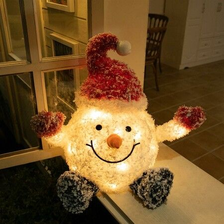 Stockholm Christmas Lights LED Frosty Cute Snowman Santa Warm White Steady Glow Heavy Snow Flocked For Real Snowball Effect Easy and Minimal Assembly