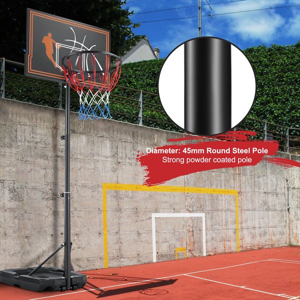 Genki 1.1 to 2.1m Portable Basketball System Stand Ring Hoop Height Adjustable Equipment Indoor for Kids Adults