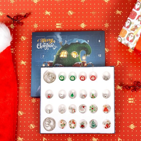 Christmas Advent Calendar Bracelets for Girls 24 Days Xmas Countdown Calendar DIY Jewelry Making Kit Gift 22 Charm Beads 2 Bracelets for Kids