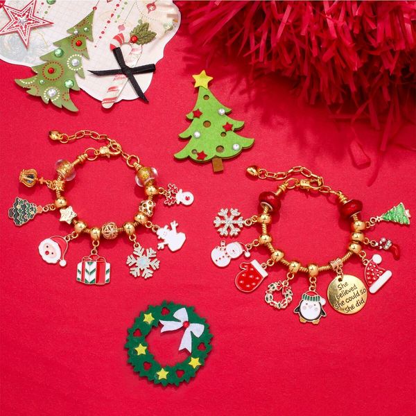 Advent Calendar Charm Jewelry DIY Bracelet Making kit 24 Days Christmas Countdown Calendar Best Gifts for Kids Girls