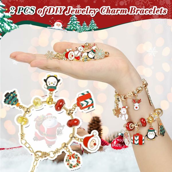 Advent Calendar Charm Jewelry DIY Bracelet Making kit 24 Days Christmas Countdown Calendar Best Gifts for Kids Girls