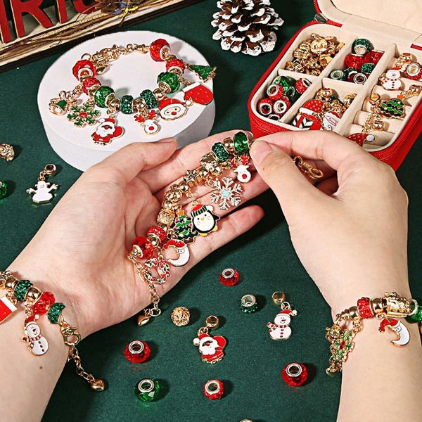 55 Pcs Charm Bracelet Making Kit DIY Christmas Ideal Crafts for Girls Ages 6-15,DIY Charm Bracelets Beads for Litter Girls,Adults and Beginner