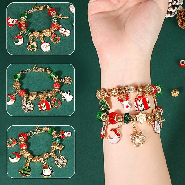 55 Pcs Charm Bracelet Making Kit DIY Christmas Ideal Crafts for Girls Ages 6-15,DIY Charm Bracelets Beads for Litter Girls,Adults and Beginner