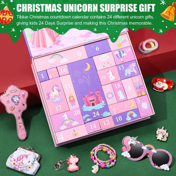 Advent Calendar 2023 Girls - Unicorns Gifts for Girls Christmas Countdown Calendar 24 Days of Xmas Jewelry Advent Calendar Gifts for Kids