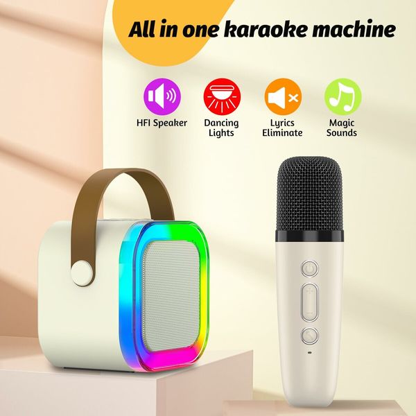 Kids Karaoke Microphone Machine Toy,Age3+ Girls Christmas Birthday Gift for Girls,Karaoke Toys Gifts for Girls Ages 3+ Year Old Birthday Party (Beige)