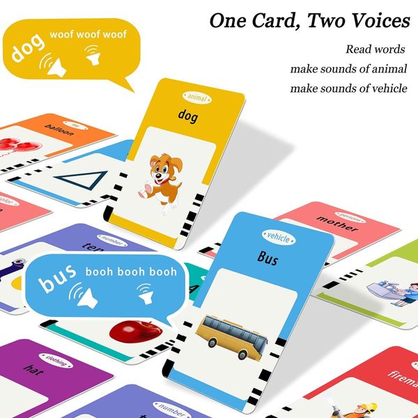 Talking Flash Cards for Toddlers Age3+,Speech Therapy Toys Autism Toys,ABC 123 Sight Words Etc - 255 Cards-510 Sides,Educational Learning Interactive Toys (Pink)