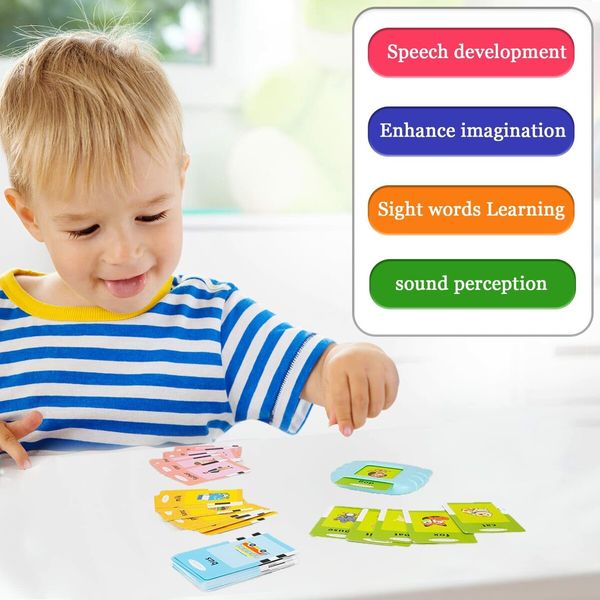 Talking Flash Cards for Toddlers Age3+,Speech Therapy Toys Autism Toys,ABC 123 Sight Words Etc - 255 Cards-510 Sides,Educational Learning Interactive Toys (Pink)