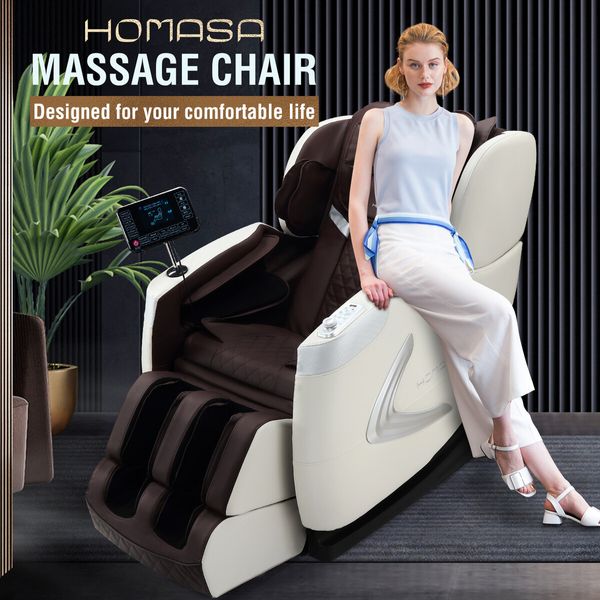 Homasa Massage Chair Massaging Spa Machine Full Body Massager Foot Shiatsu Neck Back Relax Leg Head Home Recliner Auto Shut Off