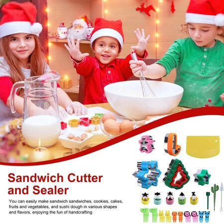 Christmas Stainless Steel Sandwich Cutter And Sealer Kids DIY Cooking Mold Biscuits Baking Decorating Tools Bread Metal Cookie Cutter Tool