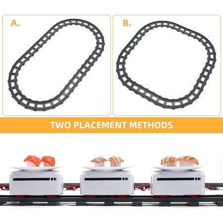 Sushi Train Set Rotating Table Food Train Battery Powered Electric Train Toy Under Christmas Tree Train Track White