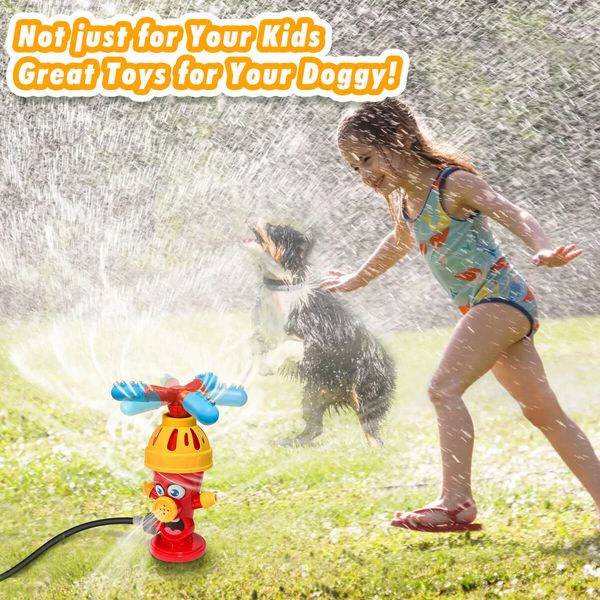 Hydrant Sprinkler for Kids with Roating Spray Nozzles Water  Sprinkler for Toddlers Ages 3+ Kids Sprinkler for Yard Summer