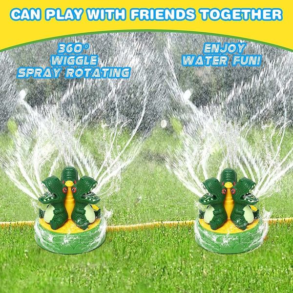 Outdoor Water Spray Sprinkler for Kids and Toddlers 3+ Years Old Boy Girl, Summer Outside Toys Backyard Games(Dinosaur-Dark Green)