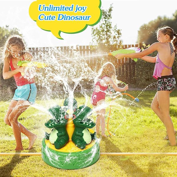 Outdoor Water Spray Sprinkler for Kids and Toddlers 3+ Years Old Boy Girl, Summer Outside Toys Backyard Games(Dinosaur-Dark Green)