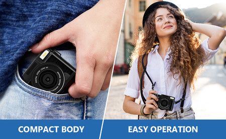 Digital Camera for Photography FHD 2.7K 30MP Vlogging Camera 3 Inch 180 Degree Flip Screen, 32GB TF Card 2 BATTERIES WIDE LENS for Teens Kids Seniors