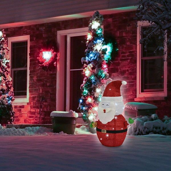 30x70cm Lighted Christmas Santa Claus Decorations, Pre-lit 40LED Collapsible Santa Clause Battery Operated Christmas Decorations Indoor Outdoor