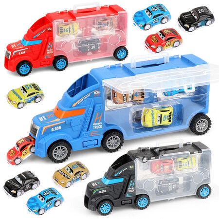 Christmas Kids Toys Car Model High Simulation Car Container Lightweight   Detachable Car Carrying Case for Kids Transport Truck Storage for Boys Gift Color Red